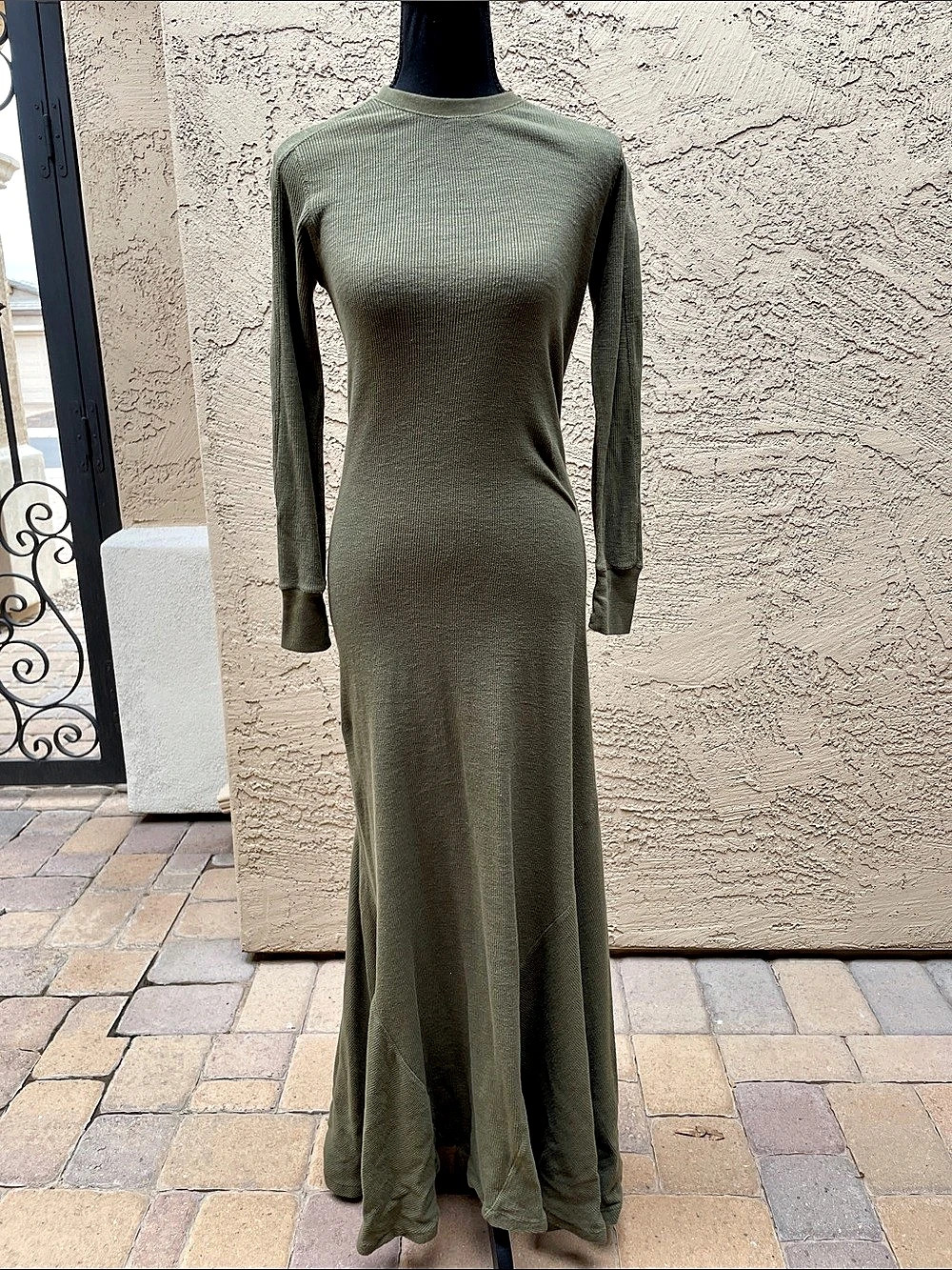 Polo Ralph Lauren Olive Knit Long Sleeve Maxi Dress Size Medium